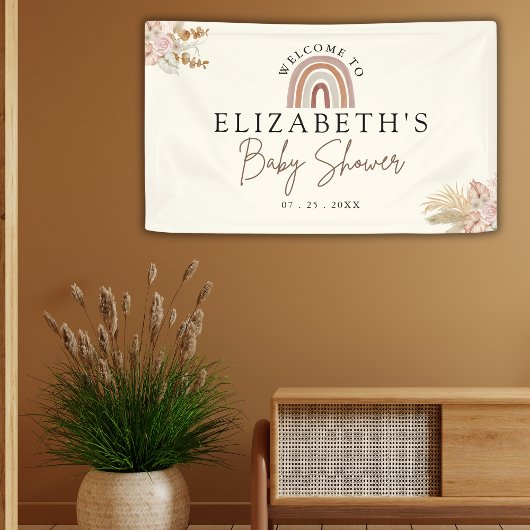 Cute Rainbow Boho Baby Shower Banner