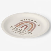 Cute Rainbow Boho Baby Shower Pappteller (Schrägansicht)