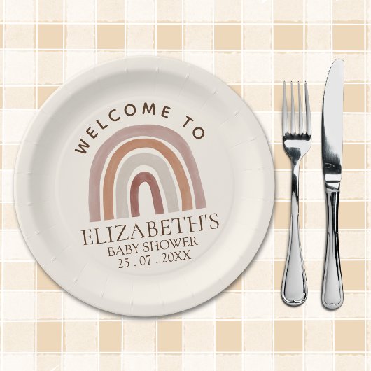 Cute Rainbow Boho Baby Shower Pappteller