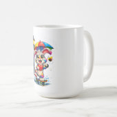 Cute Rainbow Bunny with Umbrella Design Kaffeetasse (VorderseiteRechts)