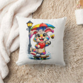 Cute Rainbow Bunny with Umbrella Design Kissen (Decke)