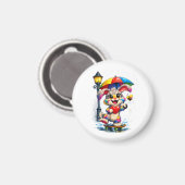 Cute Rainbow Bunny with Umbrella Design Magnet (Vorderseite/Rückseite)
