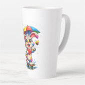 Cute Rainbow Bunny with Umbrella Design Milchtasse (Rechte Ecke)