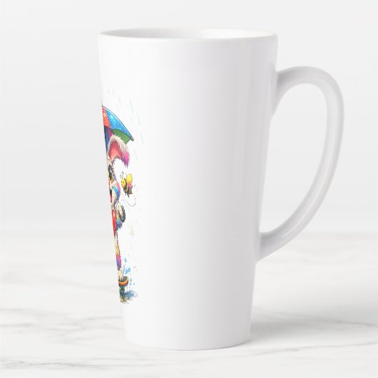 Cute Rainbow Bunny with Umbrella Design Milchtasse (Rechts)