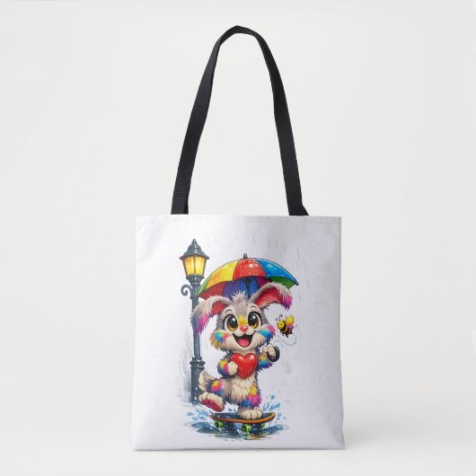 Cute Rainbow Bunny with Umbrella Design Tasche (Vorderseite)