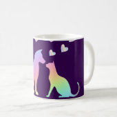 Cute Rainbow Cat and Dog Silhouette Love Purple To Kaffeetasse (VorderseiteRechts)