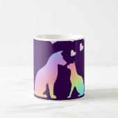 Cute Rainbow Cat and Dog Silhouette Love Purple To Kaffeetasse (Mittel)