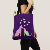 Cute Rainbow Cat and Dog Silhouette Love Purple To Tasche (Von Nahem)