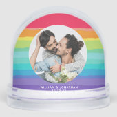 Cute Rainbow Couple Photo Christmas Schneekugeln (Vorderseite)