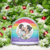 Cute Rainbow Couple Photo Christmas Schneekugeln (Weihnachten)