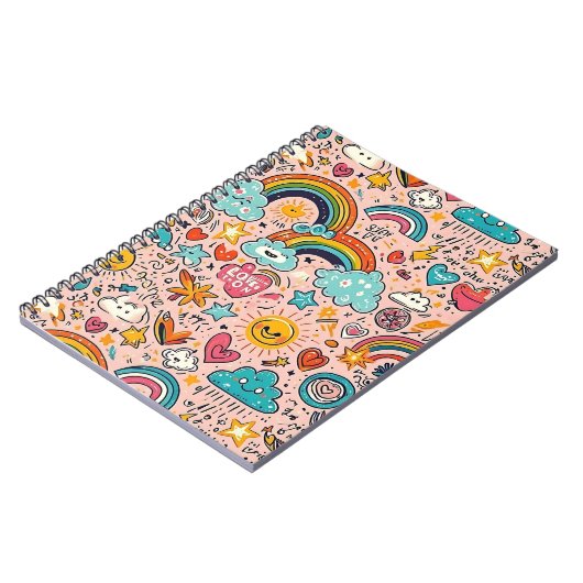 Cute Rainbow Doodle Pattern Notizblock (Linke Seite)