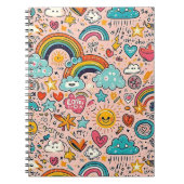 Cute Rainbow Doodle Pattern Notizblock (Vorderseite)