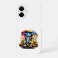 Cute Rainbow Elephant iPhone 16 Case Cover