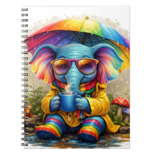 Cute Rainbow Elephant Spiral Notebook Notizblock