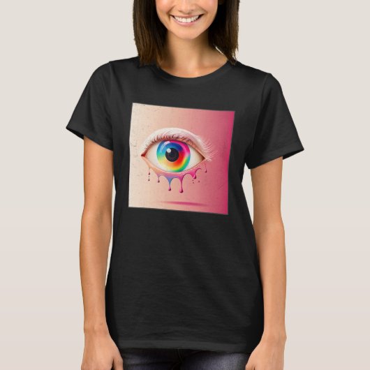 Cute Rainbow Eye Illustration Colorful Tears Uniqu T-Shirt (Vorderseite)