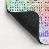 Cute rainbow faux glitter Monogram 2025 calendar Mousepad (Ecke)