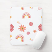 Cute Rainbow & Floral Pastel Pattern Mousepad (Mit Mouse)
