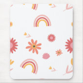 Cute Rainbow & Floral Pastel Pattern Mousepad (Vorne)