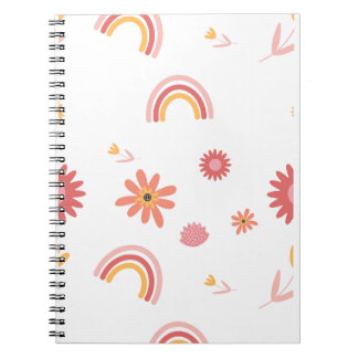 Cute Rainbow & Floral Pastel Pattern Notizblock