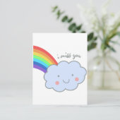 cute rainbow i miss you postkarte (Stehend Vorderseite)
