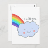 cute rainbow i miss you postkarte (Vorne/Hinten)