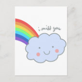 cute rainbow i miss you postkarte (Vorderseite)