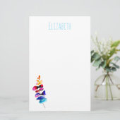 Cute rainbow leaves watercolor briefpapier (Stehend Vorderseite)
