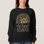 Cute Rainbow Leopard Print School Nurse Back To Sc Sweatshirt (Vorderseite)
