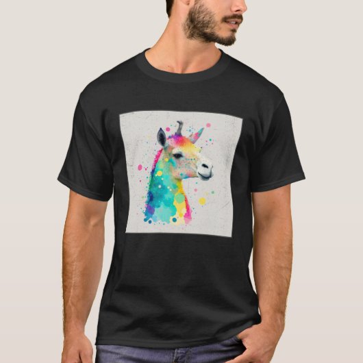 Cute Rainbow Llama Paint Splatter Illustration Col T-Shirt (Vorderseite)