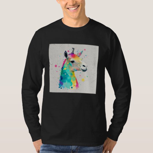 Cute Rainbow Llama Paint Splatter Illustration Col T-Shirt (Vorderseite)