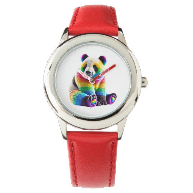 Cute Rainbow Panda Armbanduhr (Vorderseite)