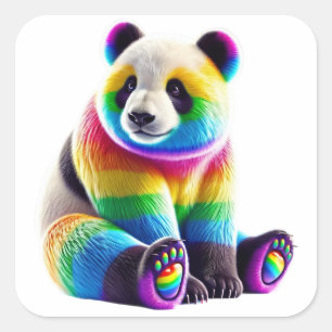 Cute Rainbow Panda Quadratischer Aufkleber