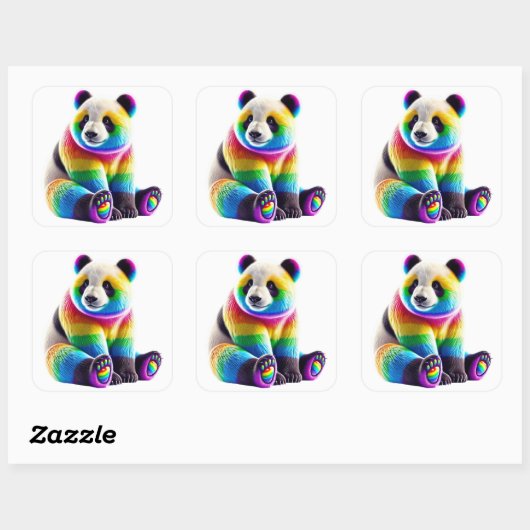 Cute Rainbow Panda Quadratischer Aufkleber (Blatt)