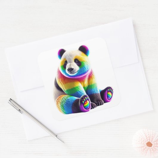 Cute Rainbow Panda Quadratischer Aufkleber (Umschlag)