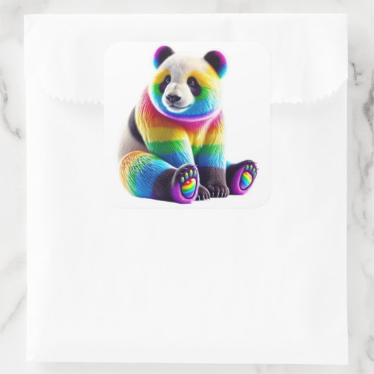 Cute Rainbow Panda Quadratischer Aufkleber (Tasche)