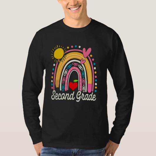Cute Rainbow Second Grade Teacher Student Back To  T-Shirt (Vorderseite)