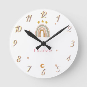 Cute Rainbow Stars Hearts Runde Wanduhr