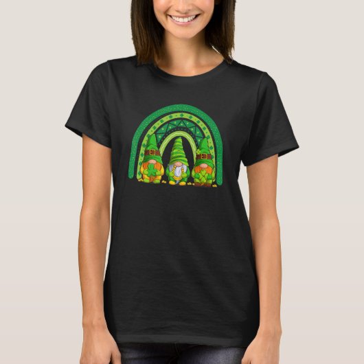 Cute Rainbow Three Gnome Irish Shamrock Lucky Patr T-Shirt (Vorderseite)