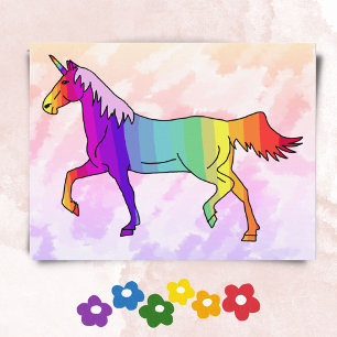 Cute Rainbow Unicorn Birthday Party Invitation Einladungspostkarte