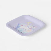 Cute Rainbow Unicorn Girl's Birthday Party Pappteller (Gewinkelt)