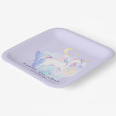 Cute Rainbow Unicorn Girl's Birthday Party Pappteller (Gewinkelt)