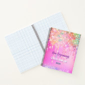 Cute Rainbow unicorn Glitter drips pink custom Notizblock (Innenseite)