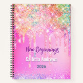 Cute Rainbow unicorn Glitter drips pink custom Notizblock (Vorderseite)