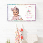 Cute Rainbow Unicorn Magical Birthday Welcome Banner (Insitu)