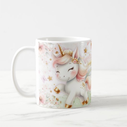 Cute Rainbow Unicorn Porcelain Mug Kaffeetasse (Links)
