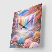 Cute Rainbow Waterfall Kids Wall Clock Decor Quadratische Wanduhr (Winkel)