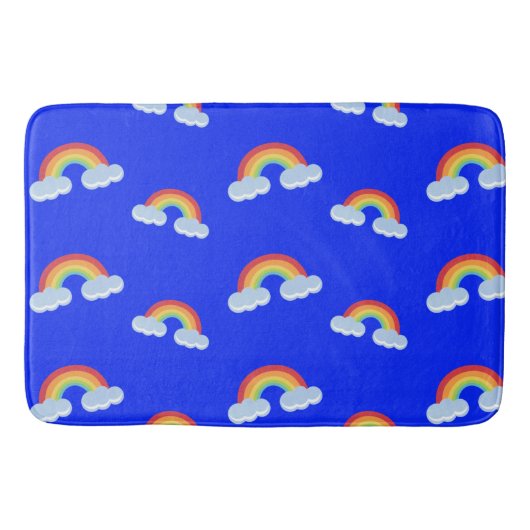Cute Rainbow with Clouds Pattern Badematte (Vorderseite)