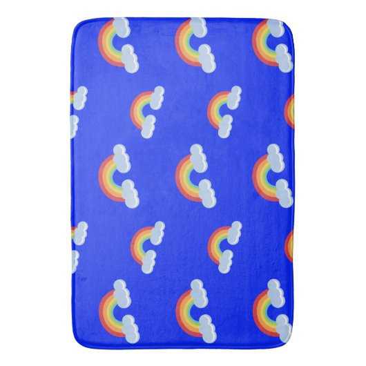 Cute Rainbow with Clouds Pattern Badematte (Vorderseite Vertikal)
