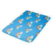 Cute Rainbow with Clouds Pattern Badematte (Schrägansicht)