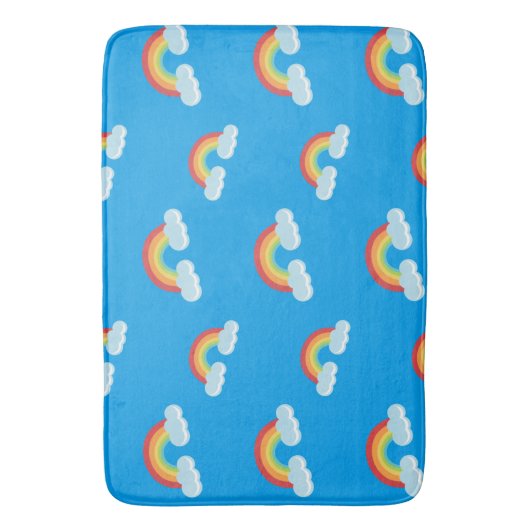Cute Rainbow with Clouds Pattern Badematte (Vorderseite Vertikal)